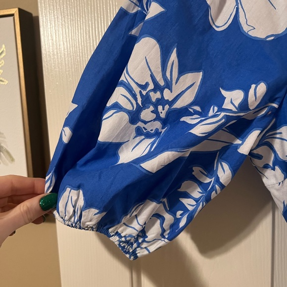 Flying Tomato Royal Blue & White Floral Button-Front Midi Dress - Picture 12 of 12